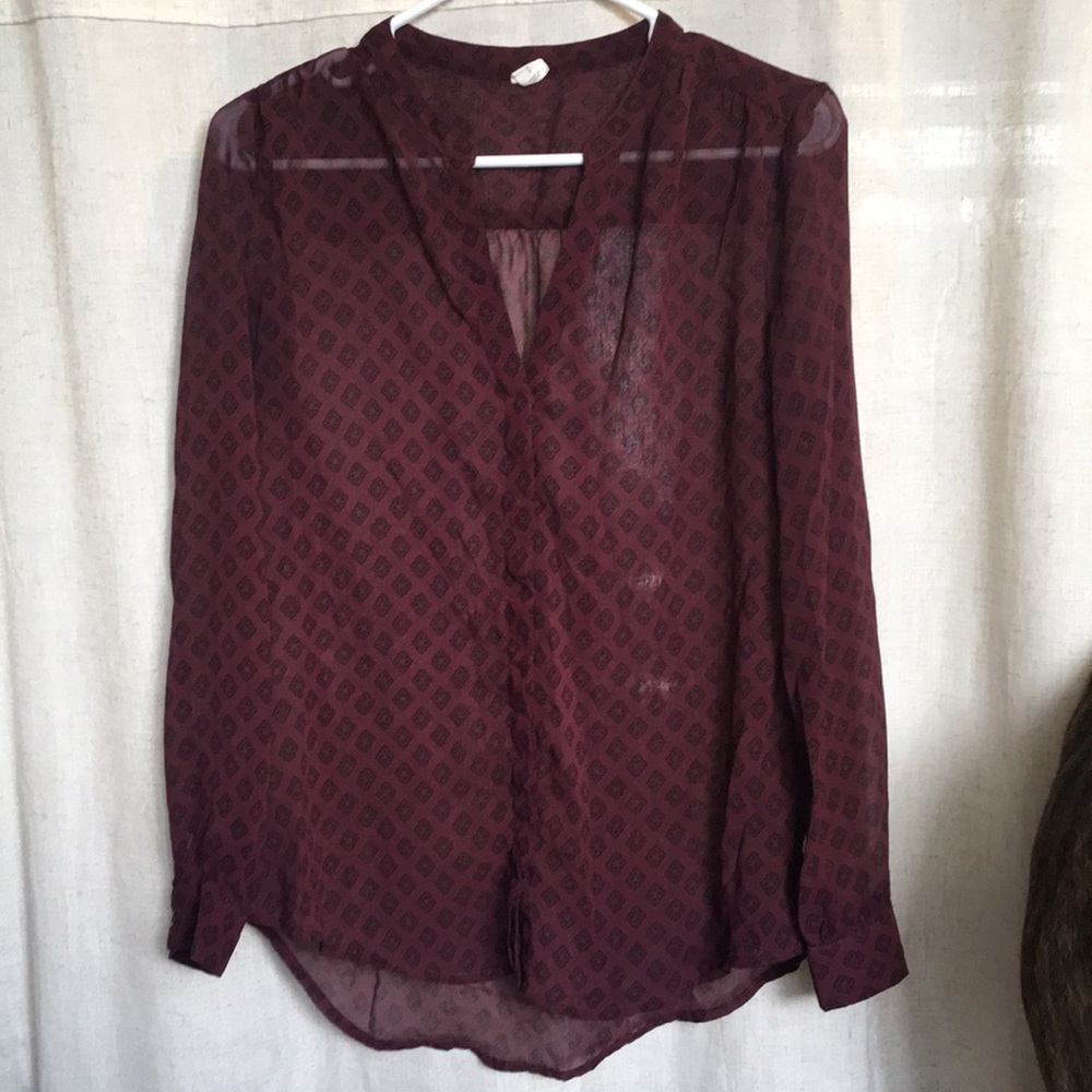 Sheer maroon patterned shirt
